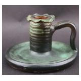 Weller Pottery Green Glaze Chamberstick