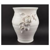 Fulper White Pottery Vase w/ Floral Motif