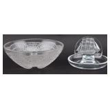 Lalique Crystal Coquilles Bowl w/ Ship Ring Holder