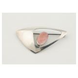 Sterling Denmark N E From Rose Quartz Brooch