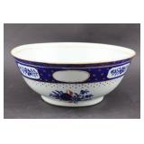 Chinoserie Blue White Porcelain Bowl w/ Floral Mot