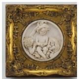 Victorian Marble Relief Plaque w/ Gilt Frame