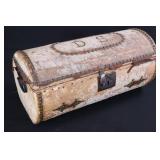 Early American Leather Covered Dome Top Trunk