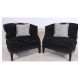 Pair Contemporary Upholstered Club Chairs