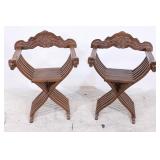 A Pair Renaissance Revival Walnut Savonarola