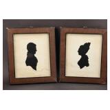 Pair Federal Mahogany Framed Silhouette Portraits