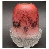 Victorian Glass Fairy Lamp w/ Cranberry Shade