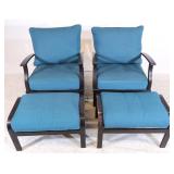 Contemporary Metal Armchair Pair w Cushions