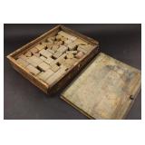 Vintage Wood Globe Building Stone Toy Set