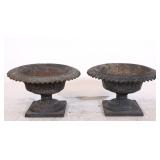 A Pair Cast Iron Garden Urns