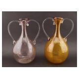 Pair of Blown Glass Double Handle Ewers