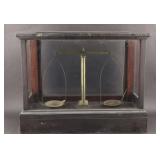 Antique Wood Apothecary Scale w/ Glass Case