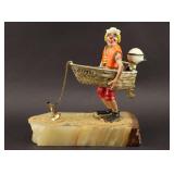 Ron Lee Clown Figural Sculpture w/ Onyx Base