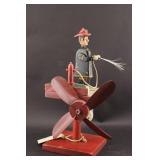 Folk Art Wood Firefighter Whirligig