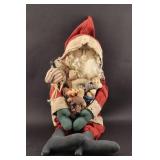 Folk Art Cloth Santa Doll w/ Stuffed Bears