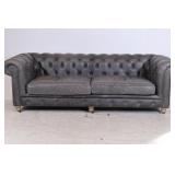 Gray Leather Chesterfield Sofa