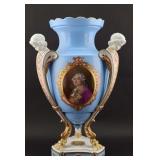 Sevres Style Porcelain Figural Urn w/ Portrait