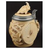 Bicycle Lithophane Ceramic Stein w/ Pewter Lid