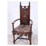 A Victorian Oak Library Chair Fleur De Lis