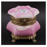 Nakamara Pink Satin Glass Box w/ Gilt Base