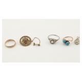 Misc Unmarked Gold Rings Brooch Group