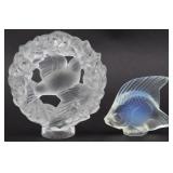 Lalique Frosted Glass Bird and Fish Figurines