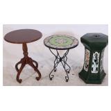 Mahogany Table, Tile Top Table, Garden Stool