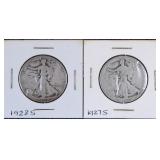 1928 S & 1927 S Walking Liberty Silver Half