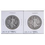 1917 D & 1917 S Walking Liberty Silver Half