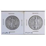 1929 D & 1929 S Walking Liberty Silver Half Dollar
