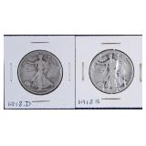 1918 D & 1918 S Walking Liberty Silver Half Dollar