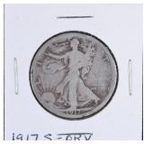 1917 S Obv. Walking Liberty Silver Half Dollar