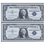2-1957 Sequential $1 Silver Certificates