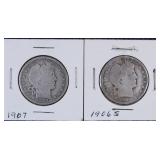 1907 & 1906 - S Barber Silver Half Dollars