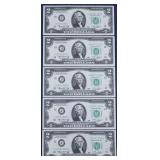 Four 1976 United States two-dollar bills
