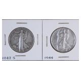 1943 S & 1944 Walking Liberty Half Dollar