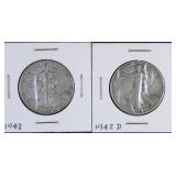 1943 & 1943 D Walking Liberty Half Dollar