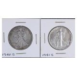 1940 S & 1941 S Walking Liberty Silver Half Dollar
