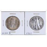 1935 D & 1935 Walking Liberty Silver Half Dollars