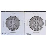 1935 S & 1936 Walking Liberty Silver Half Dollars