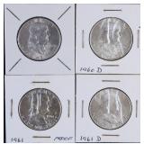 Four 1960's Benjamin Franklin Half Dollars