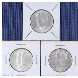 Three 1964 Kennedy Half Dollars