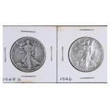 1945 S & 1946 Walking Liberty Half Dollar