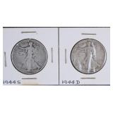 1944 S & 1944 D Walking Liberty Half Dollar