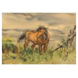 1947 Paulina Everitt Horse Watercolor