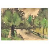 Paulina Everitt Tree Lined Road Watercolor