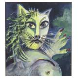 Balias Cat Woman Gouache Painting
