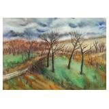 1939 Paulina Everitt 'The Four Trees' Watercolor