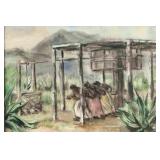1940 Paulina Everitt Women w/Press Watercolor