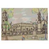 Paulina Everitt Town Plaza Watercolor